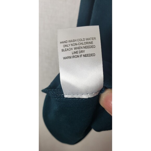 Daniel Rainn Blouse Top Plus 3X Hunter Green Pintuck Polka Dot Sheer Shoulders - Picture 8 of 9